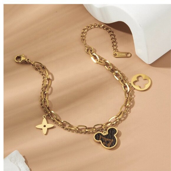 Gold Charm Jewelry Set | Necklace Bracelet Earrings | Adjustable | Boutique - Picture 6 of 7